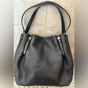 Burberry Grainy Calfskin House Check Medium Maidstone Black. Like New